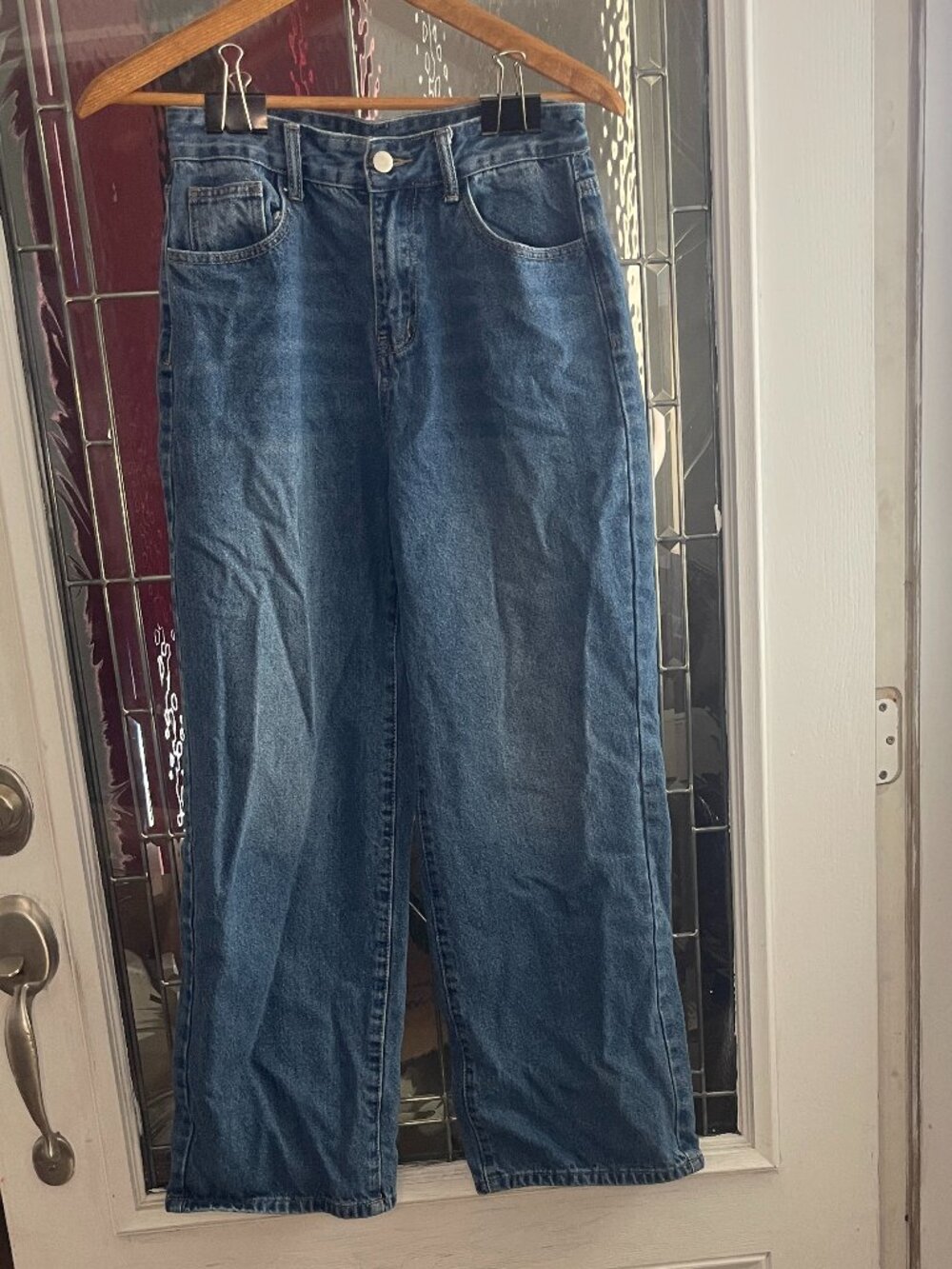Dazy Jeans Women Large Blue Denim Wide Leg High Rise Cotton Blend 24x27